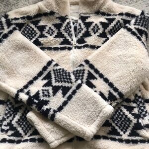 LUCKY BRAND Geo Print Faux Fur Zip Up Jacket NWT L